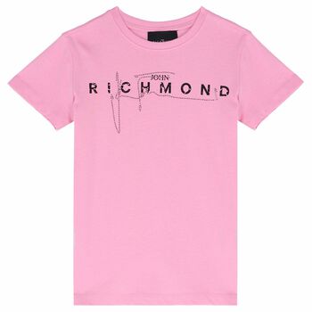 Girls Pink Embellished T-Shirt