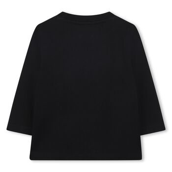 Younger Boys Black Logo Long Sleeve Top