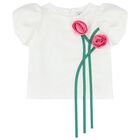 Girls White & Yellow Floral Skirt Set, 1, hi-res