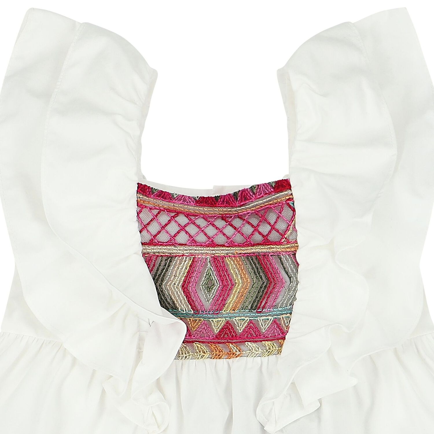 فستان بنات بكشكشة باللون الأبيض, 1, hi-res