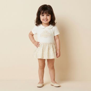 Baby Girls Ivory & Beige Whisper Barocco Dress