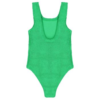 Girls Green Crinkle Swimsuit 