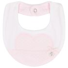 Baby Girls White & Pink Heart Bib, 2, hi-res