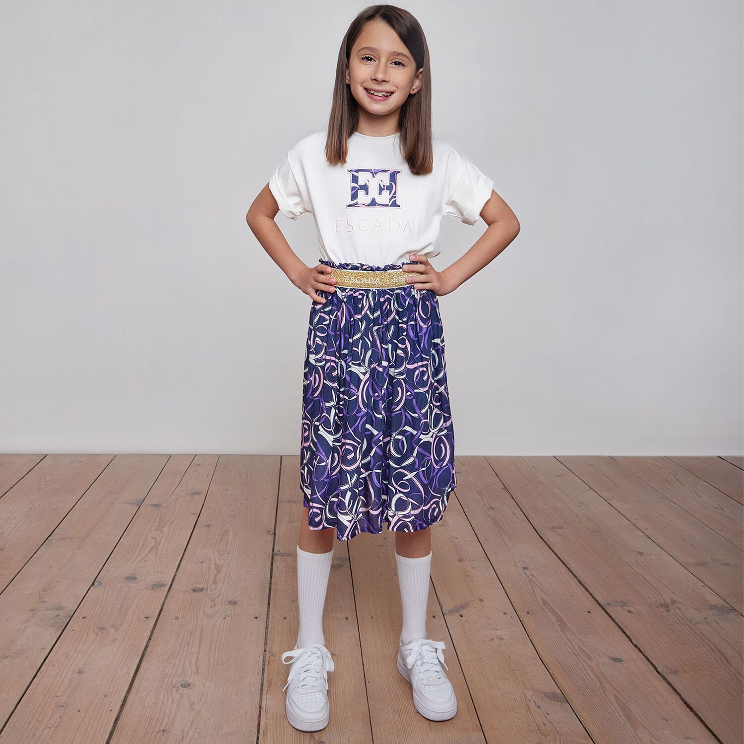 Girls Ivory Logo T-Shirt, 1, hi-res