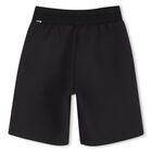 Boys Black Logo Shorts, 1, hi-res