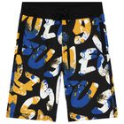 Boys Black Logo Shorts, 1, hi-res