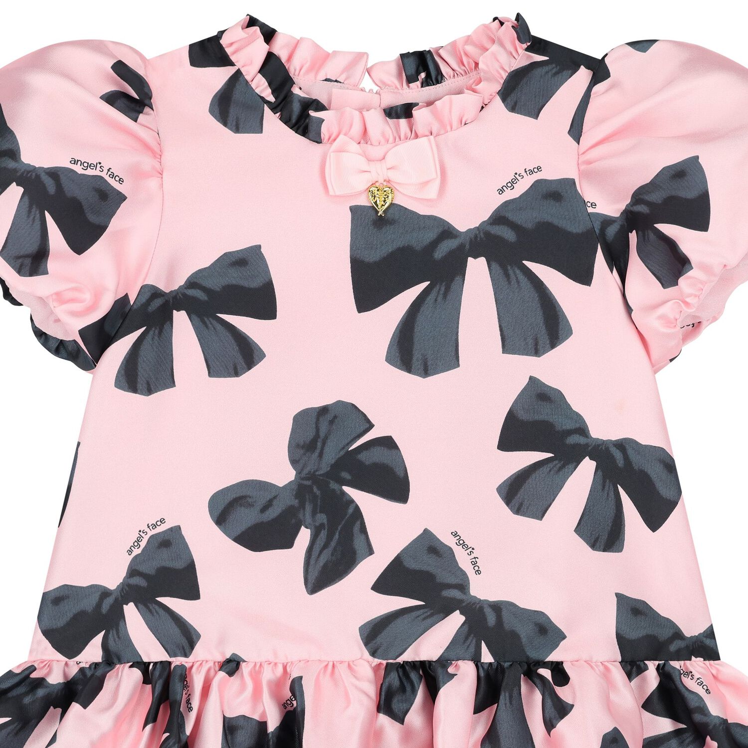 V-Neck Acetate Satin Girl's Dress with Bow Tangerine