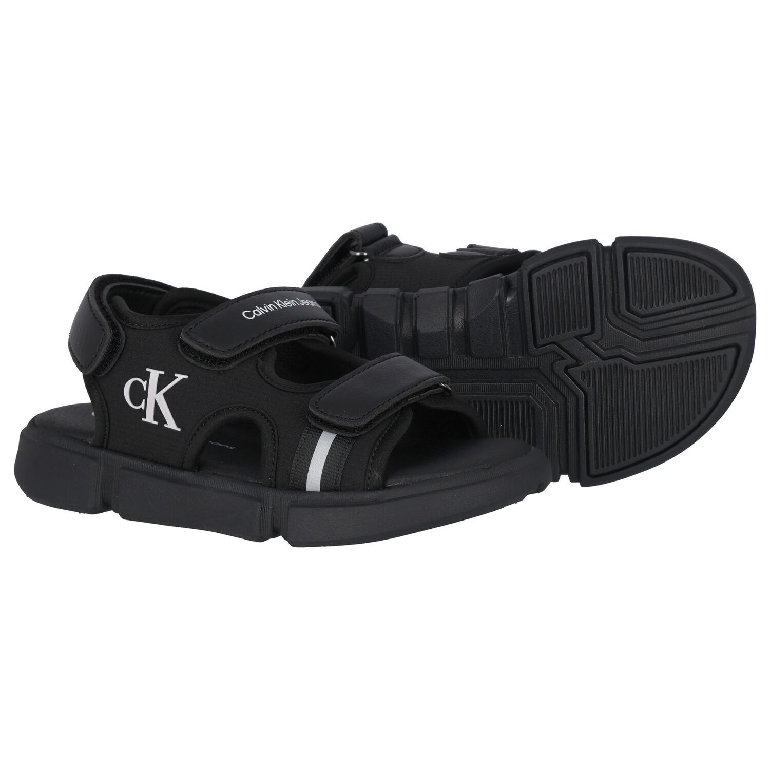 Boys Black Logo Sandals, 2, hi-res image number null