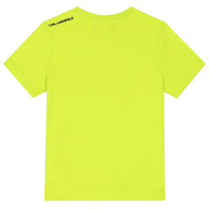 Boys Neon Green Logo Cotton T-Shirt
