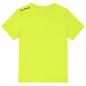 Boys Neon Green Logo Cotton T-Shirt