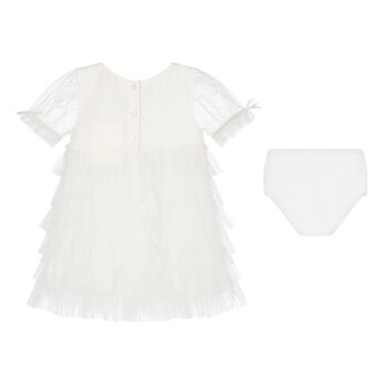 Baby Girls White Embellished Tulle Dress Set