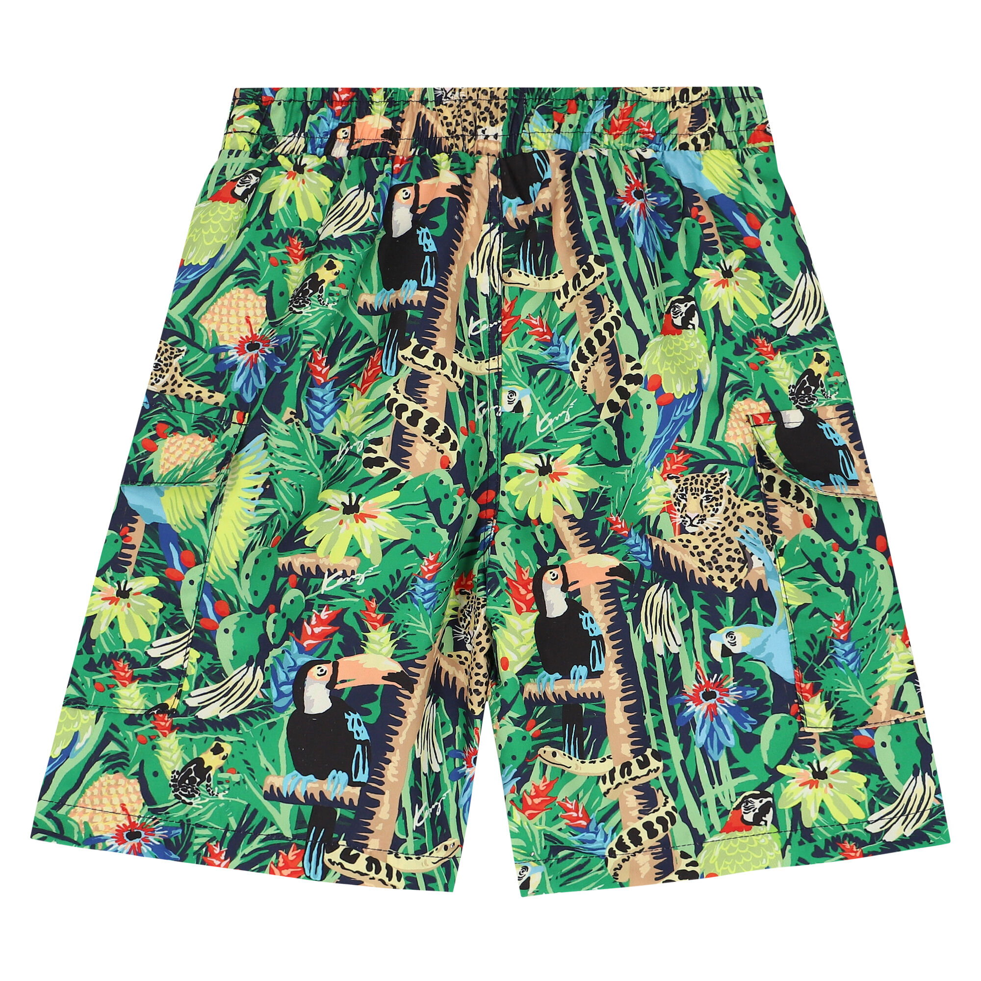 KENZO KIDS Boys Green Jungle Swim Shorts Junior Couture