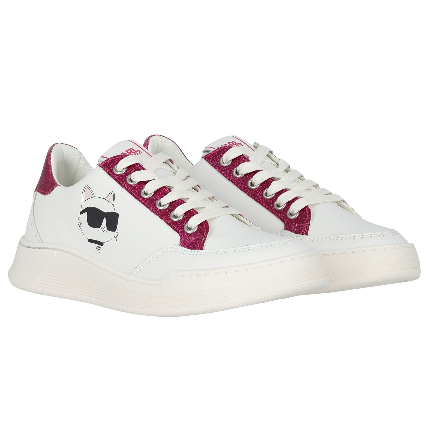 Girls White Logo Trainers, 1, hi-res image number null
