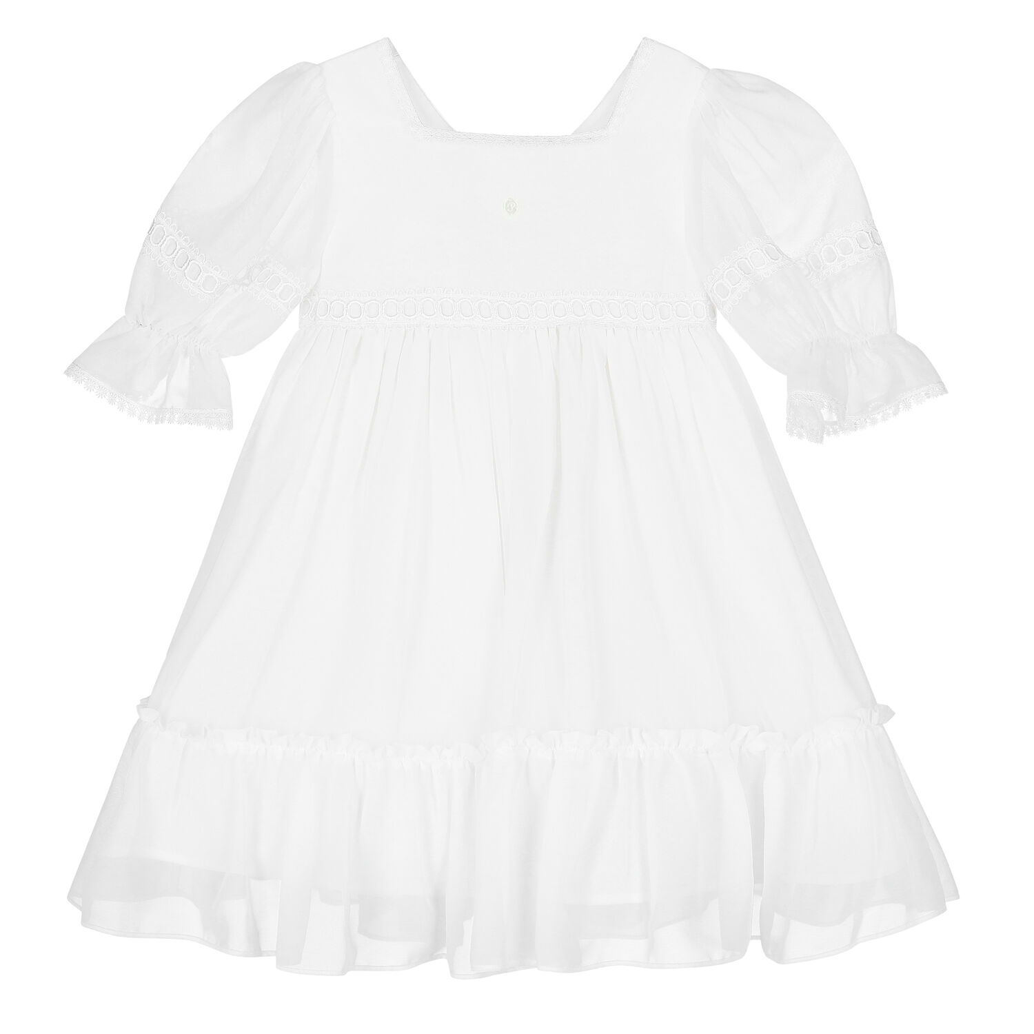 Girls Ivory Chiffon Dress, 1, hi-res image number null