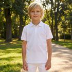 قميص بولو أبيض بشعار للأولاد, 4, hi-res
