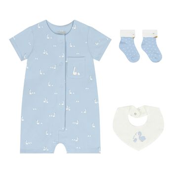 Baby Boys Blue Swan Romper Set