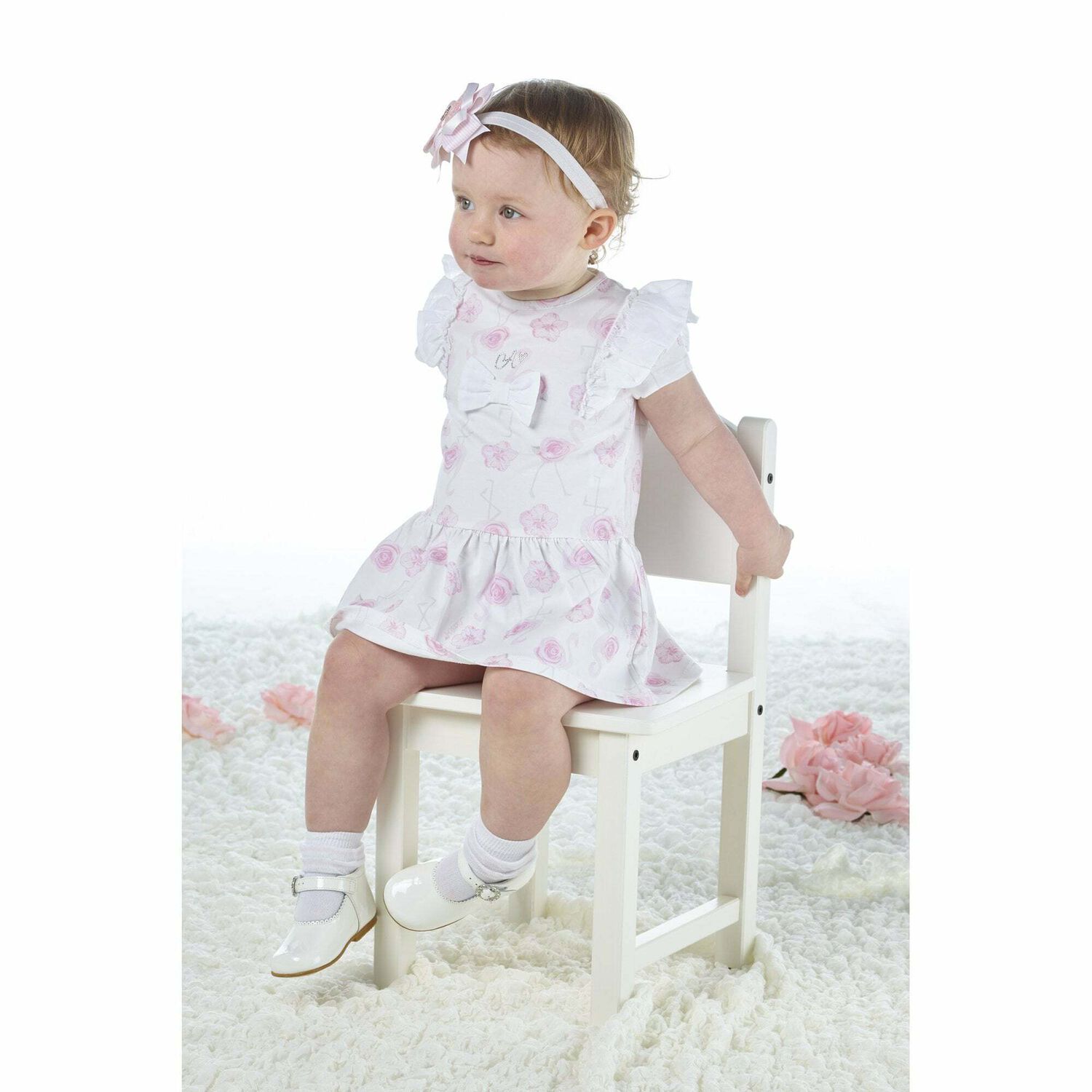 Younger Girls Pink & White Dress, 1, hi-res image number null