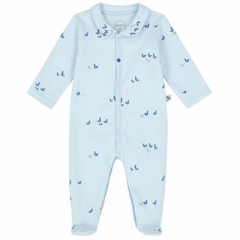 Baby Boys Blue Ducks Cotton Babygrow
