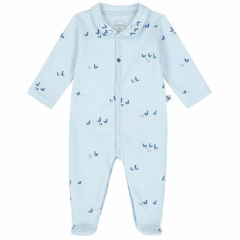 Baby Boys Blue Ducks Cotton Babygrow