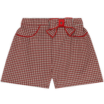 Girls Red & Ivory Houndstooth Skirt