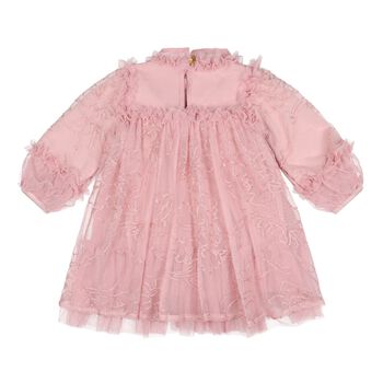 Baby Girls Pink Stitch Embroidered Tulle Nadiya Dress