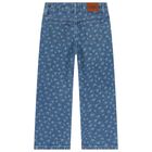 Girls Blue Floral Denim Jeans, 1, hi-res
