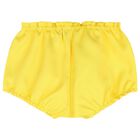 طقم بنات فستان ستان بفيونكة باللون الأصفر, 1, hi-res