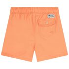 Boys Orange Logo Swim Shorts, 1, hi-res