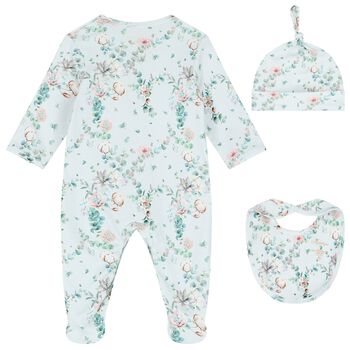 Baby Girls Mint Floral Babygrow Set