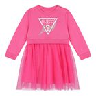 Baby Girls Pink Logo Tulle Dress Set, 1, hi-res