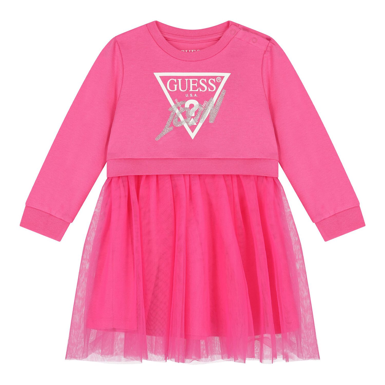 Baby Girls Pink Logo Tulle Dress Set, 1, hi-res