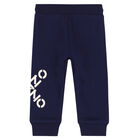 Younger Boys Navy Blue Logo Joggers, 1, hi-res