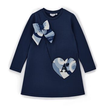 Girls Navy Blue Swirl Dress