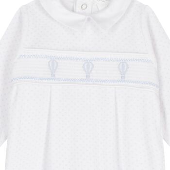 Baby Boys White & Blue Dots Babygrow