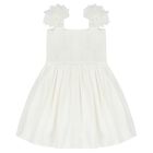 Girls White Flower Dress, 1, hi-res