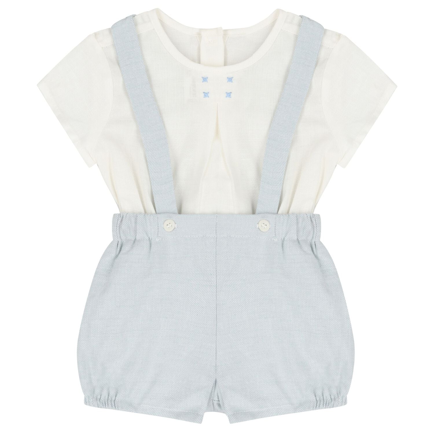 Baby Boys White & Blue Shorts Set , 1, hi-res