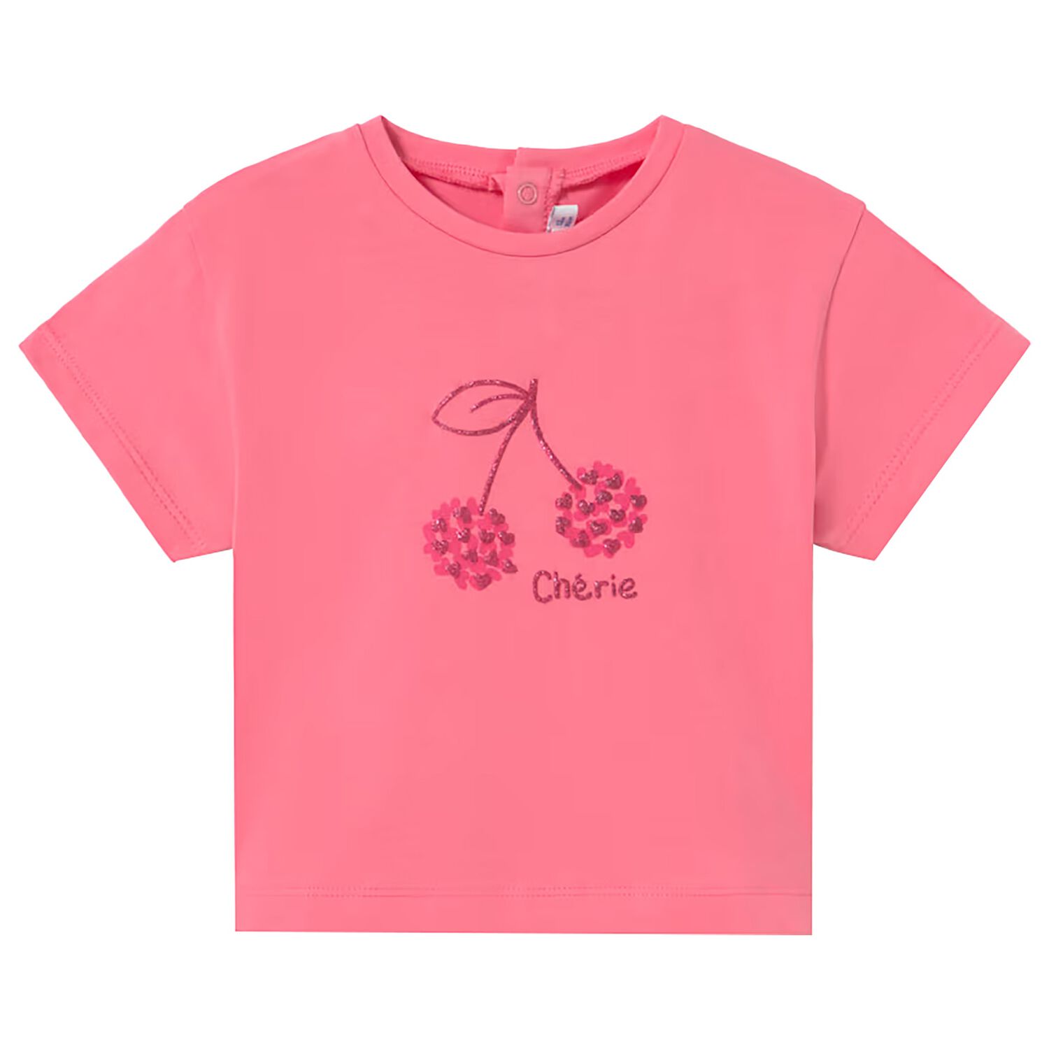 Younger Girls Pink Cherry T-Shirt, 3, hi-res