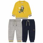 Younger Boys Yellow, Grey & Navy 3 Piece Tracksuit, 1, hi-res