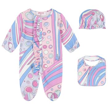 Baby Girls Pink & Lilac Fontane Babygrow Gift Set