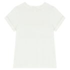 تيشيرت بالشعار باللون العاجي للبنات, 1, hi-res