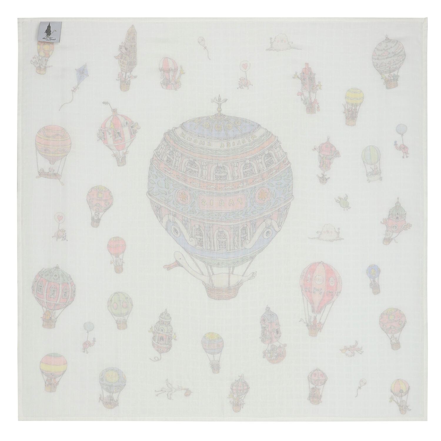 White Hot Air Balloons Baby Carré Swaddle Blanket, 1, hi-res image number null