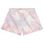Girls Pink & White Iride Shorts, 1, hi-res