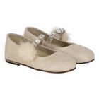 Girls Gold Embellished Ballerina Shoes, 2, hi-res