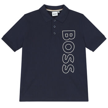 Boys Navy Blue Logo Polo Shirt