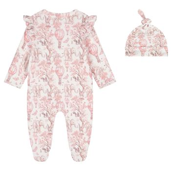 Baby Girls White & Pink Africa Babygrow Gift Set  