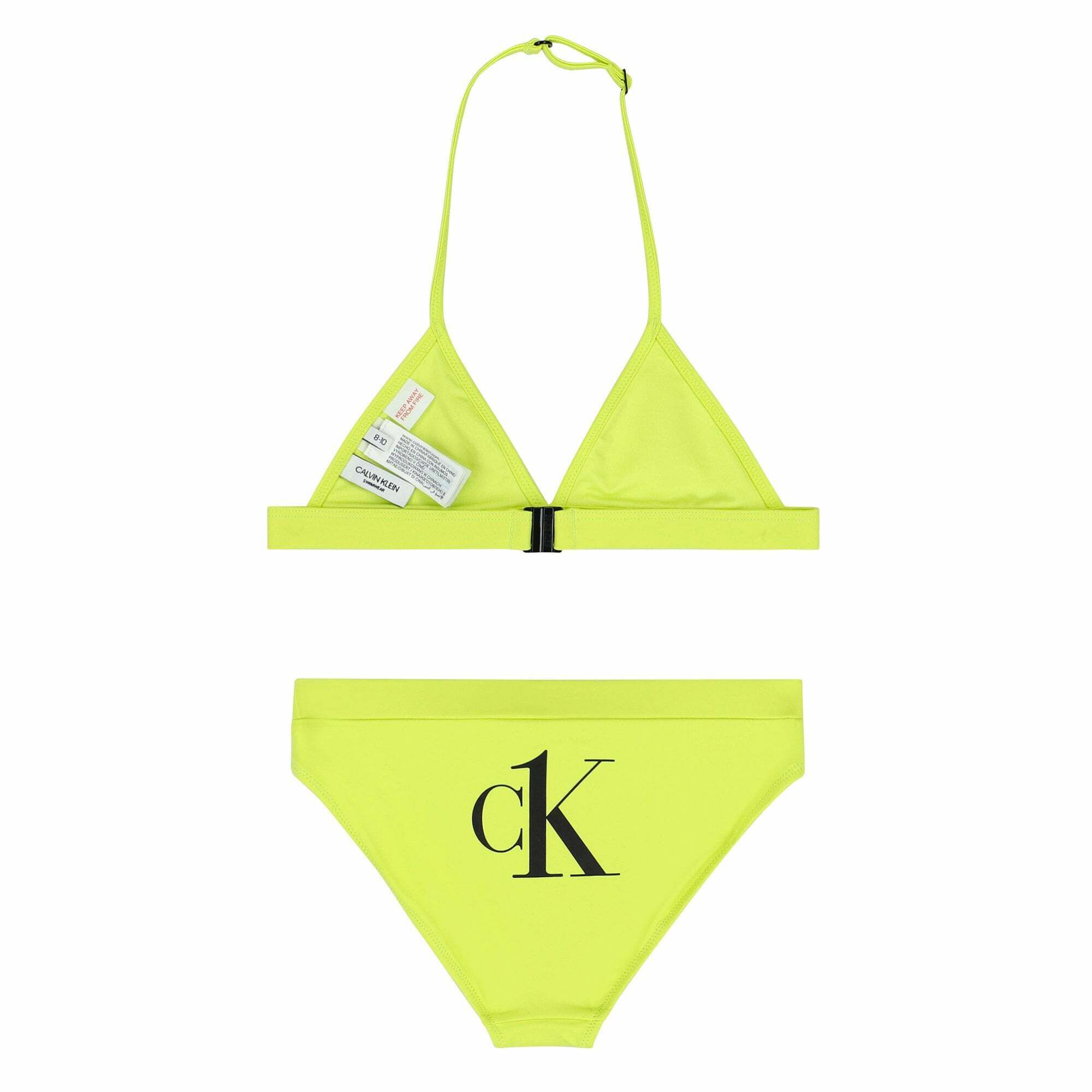 Calvin Klein Girls Neon Yellow Logo Bikini Junior Couture USA