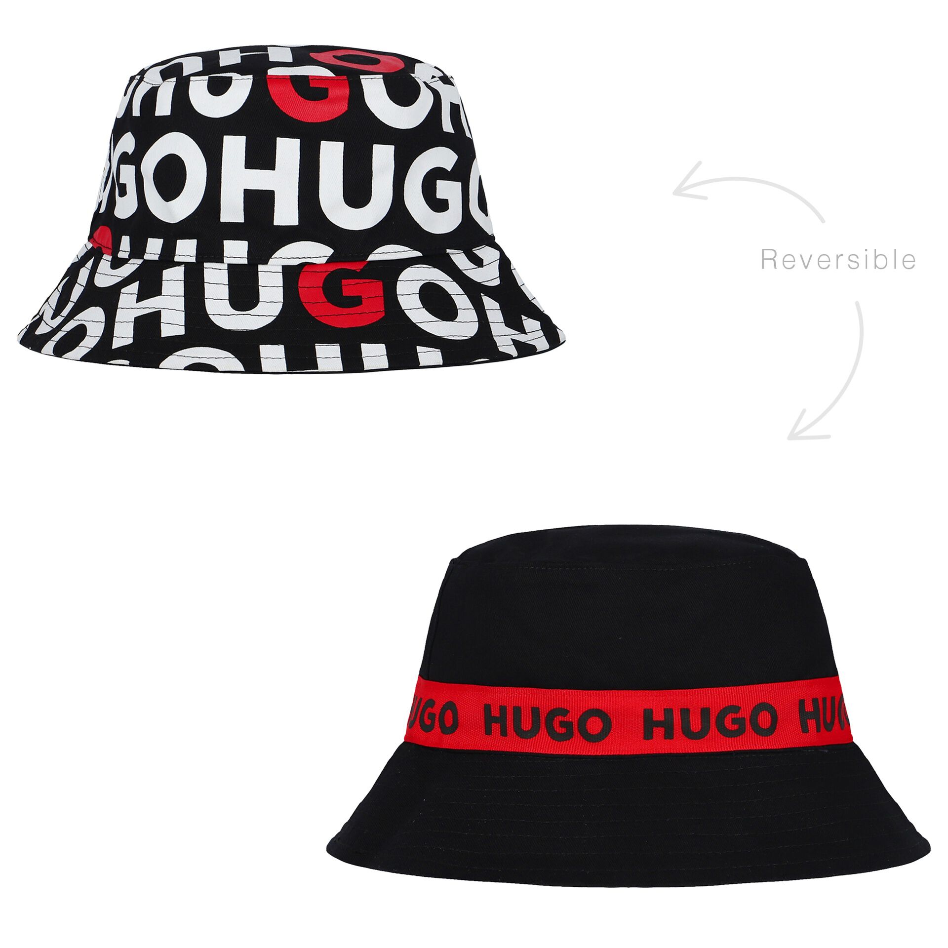 BOSS Kidswear logo-print reversible bucket hat - White