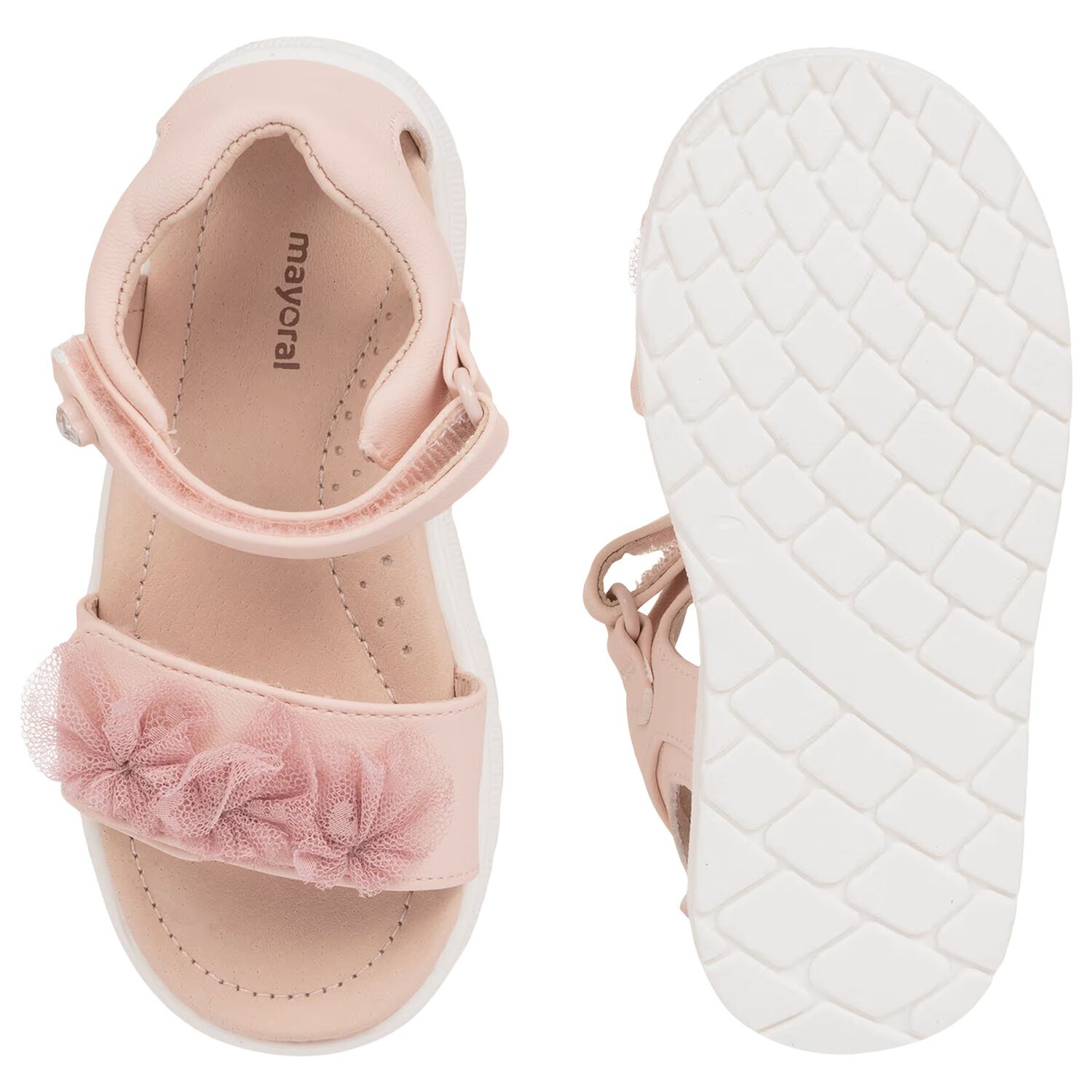 صندل للبنات الصغيرات بالشعار  باللون الوردي, 1, hi-res