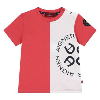 Younger Boys Red & White Logo T-Shirt