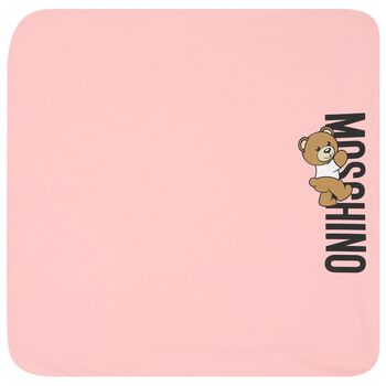 Girls Pink Teddy Bear Logo Baby Blanket